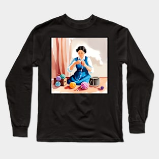 Woman Knitting Long Sleeve T-Shirt